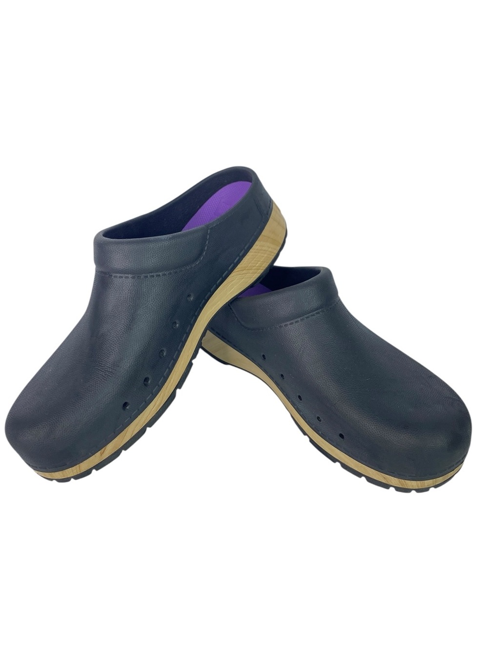 Dansko Women's Black and Purple Clogs